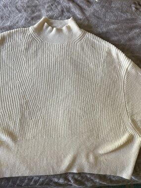 Banana Republic Cream Ribbed Mock Neck Sweater